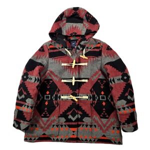 Gap SouthWest Blanket Coat Womens Large Petite Grey Red Wool Blend Aztec Western